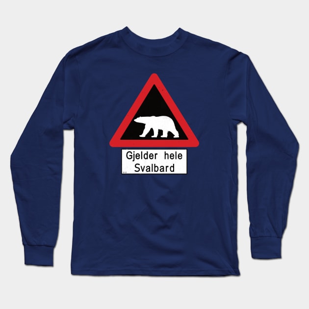 Gjelder hele Svalbard Polar Bears Road Sign Long Sleeve T-Shirt by IncognitoMode
